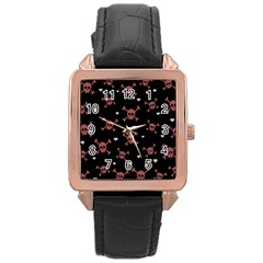 Skull Pattern Rose Gold Leather Watch  by ValentinaDesign