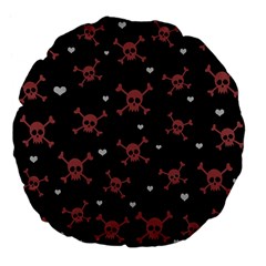 Skull Pattern Large 18  Premium Flano Round Cushions by ValentinaDesign