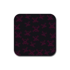 Skull Pattern Rubber Coaster (square)  by ValentinaDesign