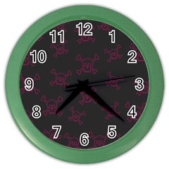 Skull Pattern Color Wall Clocks by ValentinaDesign