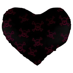 Skull pattern Large 19  Premium Heart Shape Cushions