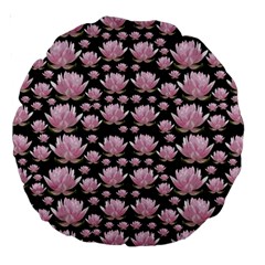 Lotus Large 18  Premium Round Cushions by ValentinaDesign