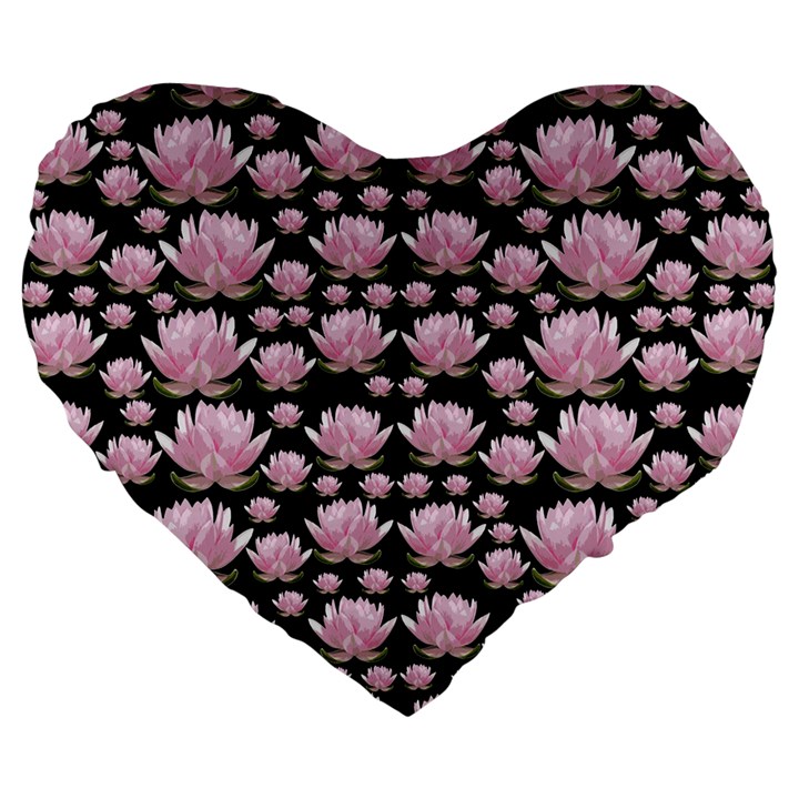 Lotus Large 19  Premium Flano Heart Shape Cushions