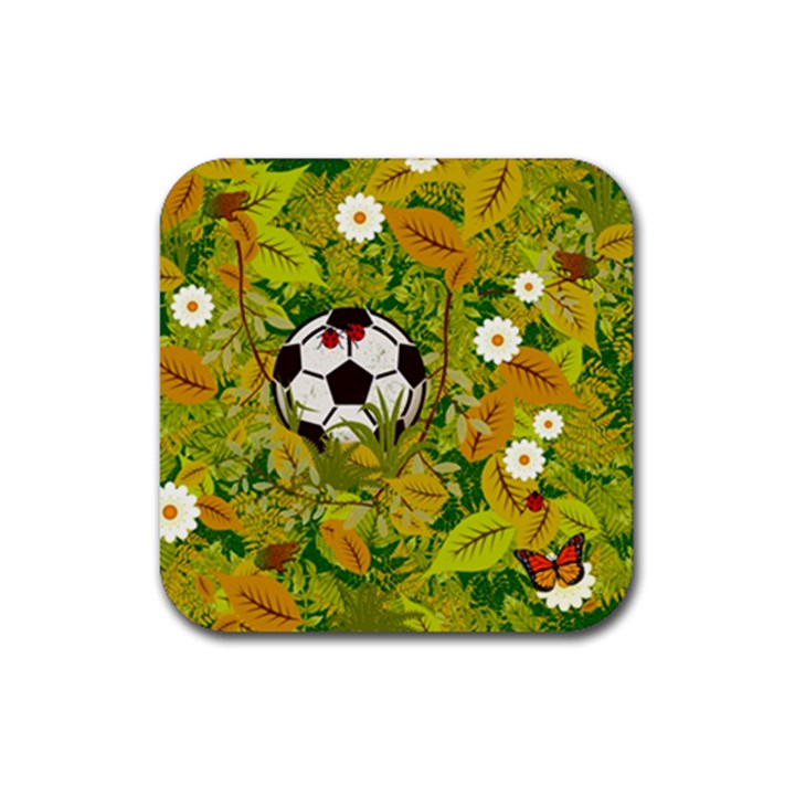 Ball On Forest Floor Rubber Coaster (Square) 