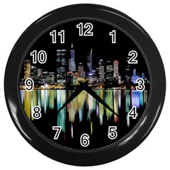 City Panorama Wall Clocks (black) by Valentinaart