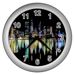 City Panorama Wall Clocks (silver)  by Valentinaart