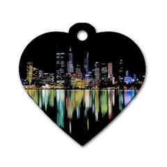 City Panorama Dog Tag Heart (one Side) by Valentinaart