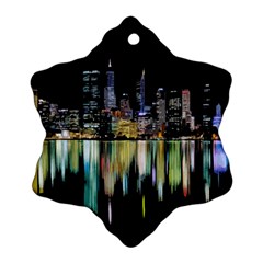 City Panorama Snowflake Ornament (two Sides) by Valentinaart