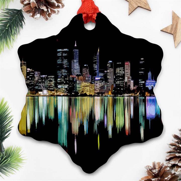 City panorama Snowflake Ornament (Two Sides)