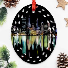 City Panorama Oval Filigree Ornament (two Sides) by Valentinaart