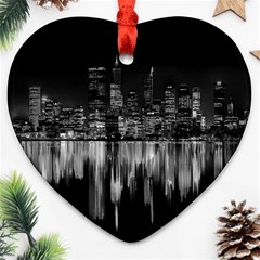 City Panorama Heart Ornament (two Sides) by Valentinaart