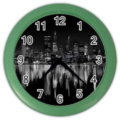 City Panorama Color Wall Clocks by Valentinaart