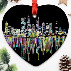 City Panorama Ornament (heart) by Valentinaart