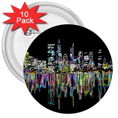 City Panorama 3  Buttons (10 Pack)  by Valentinaart