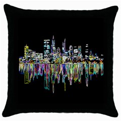 City Panorama Throw Pillow Case (black) by Valentinaart