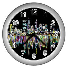 City Panorama Wall Clocks (silver)  by Valentinaart