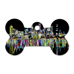 City Panorama Dog Tag Bone (one Side) by Valentinaart