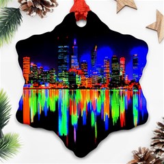 City Panorama Snowflake Ornament (two Sides) by Valentinaart