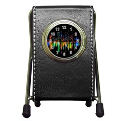 City Panorama Pen Holder Desk Clocks by Valentinaart