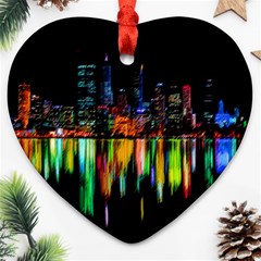 City Panorama Heart Ornament (two Sides) by Valentinaart