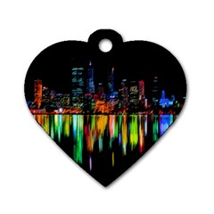 City Panorama Dog Tag Heart (one Side) by Valentinaart