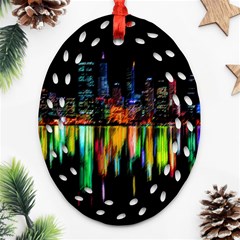 City Panorama Oval Filigree Ornament (two Sides) by Valentinaart