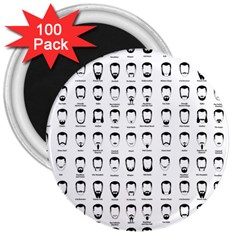 Beard Types Pattern 3  Magnets (100 Pack) by Valentinaart