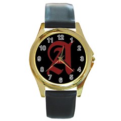 The Scarlet Letter Round Gold Metal Watch by Valentinaart