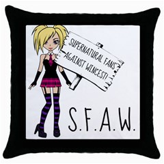 S F A W  Throw Pillow Case (black) by badwolf1988store