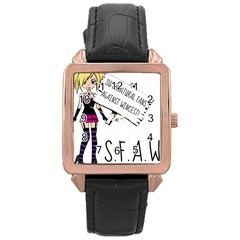 S F A W  Rose Gold Leather Watch  by badwolf1988store