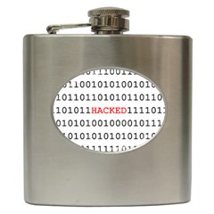 Binary Black Cyber Data Digits Hip Flask (6 Oz) by Nexatart