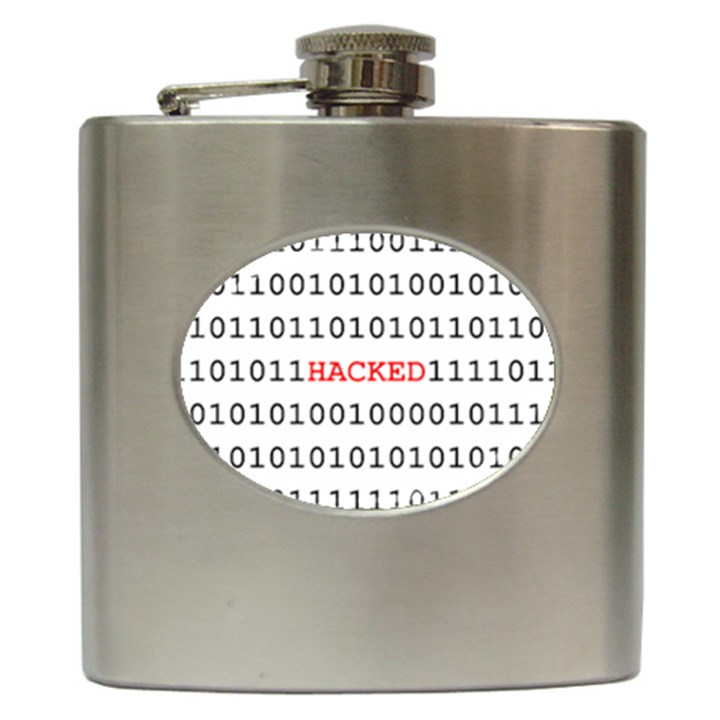 Binary Black Cyber Data Digits Hip Flask (6 oz)