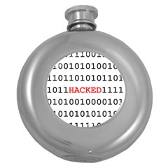 Binary Black Cyber Data Digits Round Hip Flask (5 Oz) by Nexatart