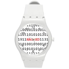 Binary Black Cyber Data Digits Round Plastic Sport Watch (m) by Nexatart