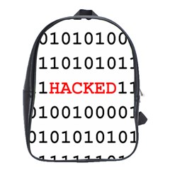 Binary Black Cyber Data Digits School Bags (xl)  by Nexatart