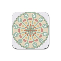 Blue Circle Ornaments Rubber Coaster (square)  by Nexatart