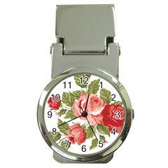 Flower Rose Pink Red Romantic Money Clip Watches by Nexatart