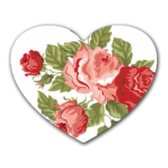 Flower Rose Pink Red Romantic Heart Mousepads by Nexatart