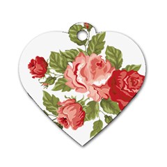 Flower Rose Pink Red Romantic Dog Tag Heart (one Side) by Nexatart