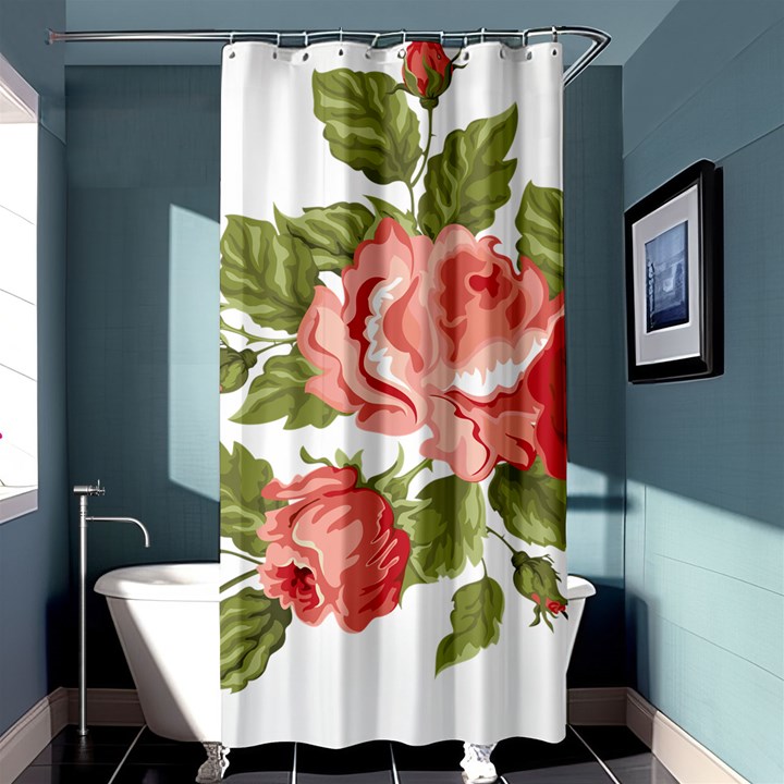 Flower Rose Pink Red Romantic Shower Curtain 36  x 72  (Stall) 