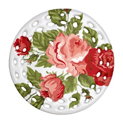 Flower Rose Pink Red Romantic Ornament (round Filigree) by Nexatart