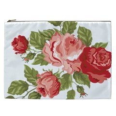 Flower Rose Pink Red Romantic Cosmetic Bag (xxl)  by Nexatart