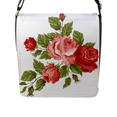 Flower Rose Pink Red Romantic Flap Messenger Bag (l)  by Nexatart