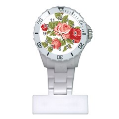 Flower Rose Pink Red Romantic Plastic Nurses Watch by Nexatart