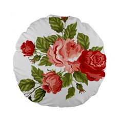 Flower Rose Pink Red Romantic Standard 15  Premium Flano Round Cushions by Nexatart