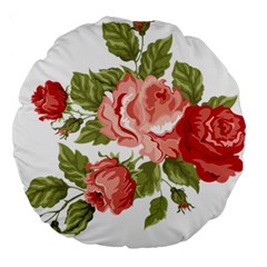 Flower Rose Pink Red Romantic Large 18  Premium Flano Round Cushions by Nexatart