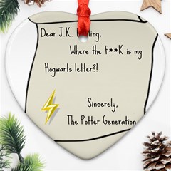 Dear J K  Rowling    Ornament (heart) by badwolf1988store