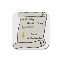 Dear J K  Rowling    Rubber Square Coaster (4 Pack)  by badwolf1988store