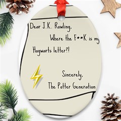 Dear J K  Rowling    Oval Ornament (two Sides)