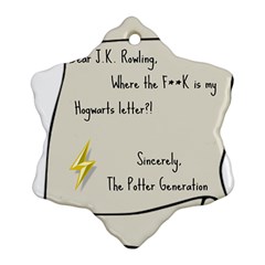 Dear J K  Rowling    Ornament (snowflake) by badwolf1988store